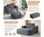 GDFStudio Valerie 62,5 D Poltrona a sacco oversize in velluto a coste, Poltrona lounge singola imbottita con pouf