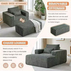 GDFStudio Valerie 62,5 D Poltrona a sacco oversize in velluto a coste, Poltrona lounge singola imbottita con pouf