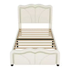 Letto a piattaforma imbottito Whisen Twin Size con testiera curva, regolabile in altezza e strisce luminose a LED