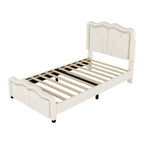 Letto a piattaforma imbottito Whisen Twin Size con testiera curva, regolabile in altezza e strisce luminose a LED