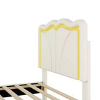 Letto a piattaforma imbottito Whisen Twin Size con testiera curva, regolabile in altezza e strisce luminose a LED