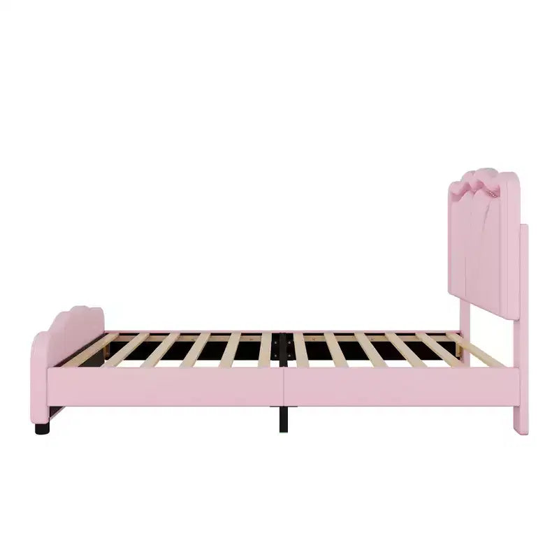 Letto a piattaforma imbottito Whisen Twin Size con testiera curva, regolabile in altezza e strisce luminose a LED
