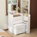 Famapy White Foldable Vanity Table with Storage All-in-One Design Side Sliding Organizer Compartments