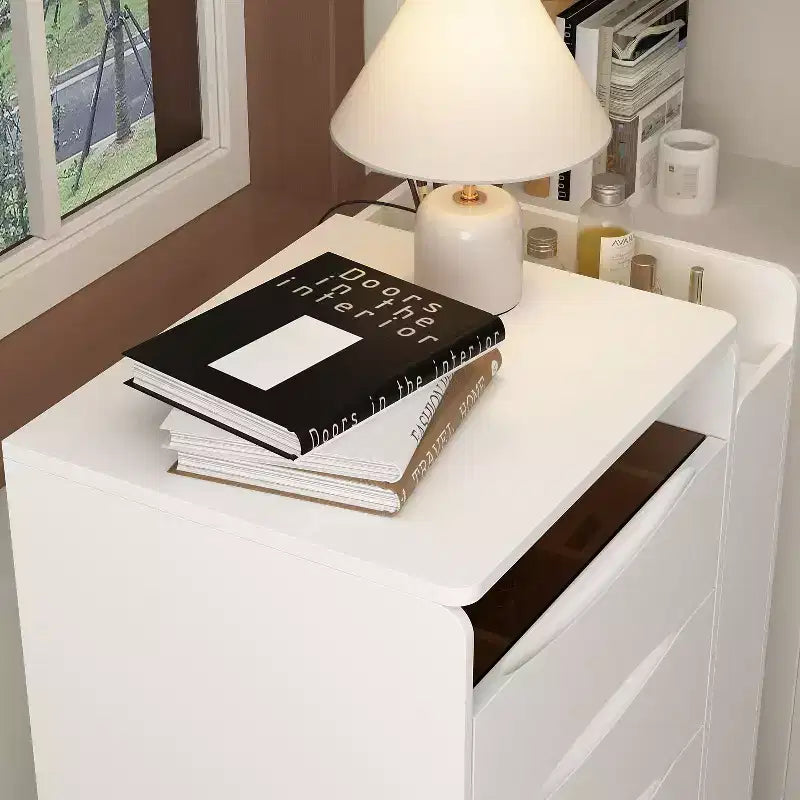 Famapy Tavolino da Trucco Pieghevole Bianco con Contenitore Design Tutto-in-Uno Scomparti Organizer a Scorrimento Laterale