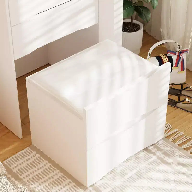Famapy Tavolino da Trucco Pieghevole Bianco con Contenitore Design Tutto-in-Uno Scomparti Organizer a Scorrimento Laterale