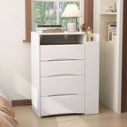 Famapy Tavolino da Trucco Pieghevole Bianco con Contenitore Design Tutto-in-Uno Scomparti Organizer a Scorrimento Laterale
