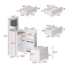 Famapy Tavolino da Trucco Pieghevole Bianco con Contenitore Design Tutto-in-Uno Scomparti Organizer a Scorrimento Laterale