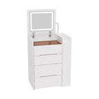 Famapy Tavolino da Trucco Pieghevole Bianco con Contenitore Design Tutto-in-Uno Scomparti Organizer a Scorrimento Laterale