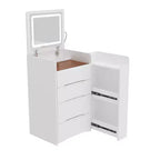 Famapy Tavolino da Trucco Pieghevole Bianco con Contenitore Design Tutto-in-Uno Scomparti Organizer a Scorrimento Laterale