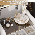 Famapy Tavolino da Trucco Pieghevole Bianco con Contenitore Design Tutto-in-Uno Scomparti Organizer a Scorrimento Laterale