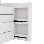 Famapy Tavolino da Trucco Pieghevole Bianco con Contenitore Design Tutto-in-Uno Scomparti Organizer a Scorrimento Laterale