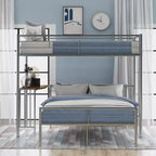 Letto a Castello in Metallo Whisen Twin Over Full con Scrivania e Scala
