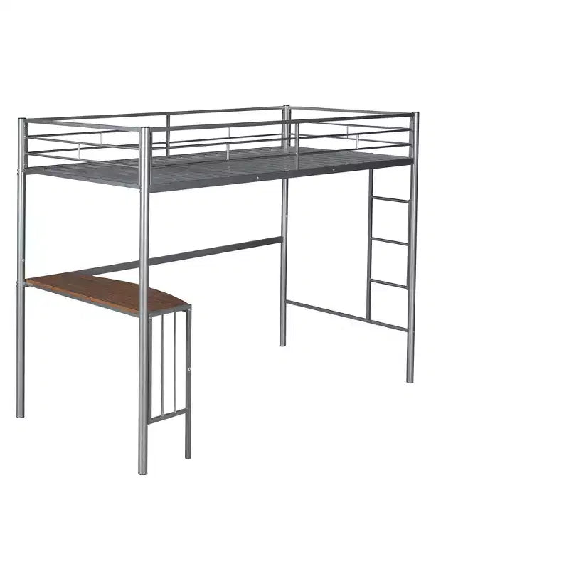 Letto a Castello in Metallo Whisen Twin Over Full con Scrivania e Scala