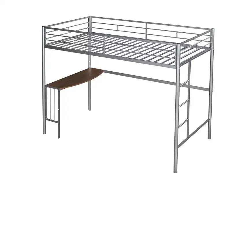 Letto a Castello in Metallo Whisen Twin Over Full con Scrivania e Scala