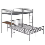Letto a Castello in Metallo Whisen Twin Over Full con Scrivania e Scala