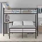Letto a Castello in Metallo Whisen Twin Over Full con Scrivania e Scala