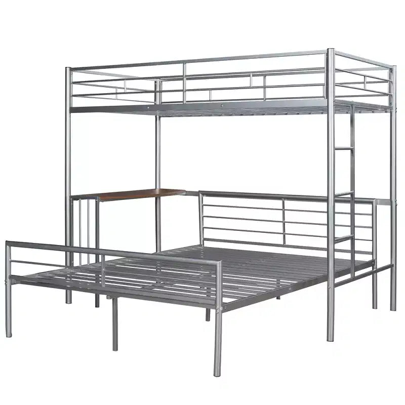 Letto a Castello in Metallo Whisen Twin Over Full con Scrivania e Scala