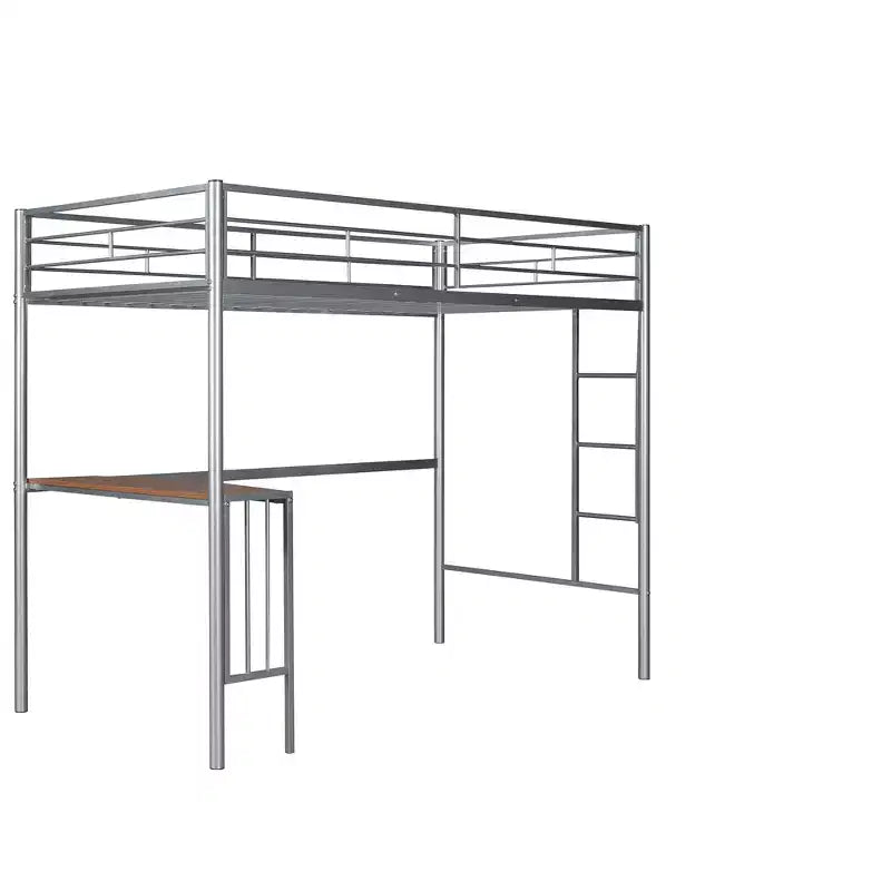 Letto a Castello in Metallo Whisen Twin Over Full con Scrivania e Scala