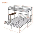 Letto a Castello in Metallo Whisen Twin Over Full con Scrivania e Scala