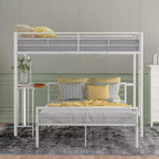 Letto a Castello in Metallo Whisen Twin Over Full con Scrivania e Scala