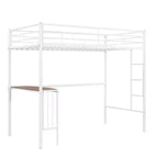 Letto a Castello in Metallo Whisen Twin Over Full con Scrivania e Scala