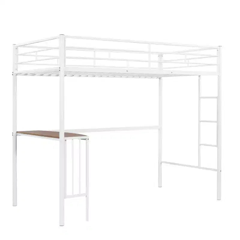 Letto a Castello in Metallo Whisen Twin Over Full con Scrivania e Scala