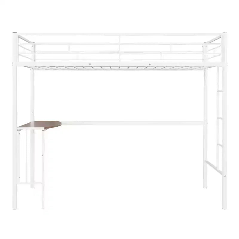 Letto a Castello in Metallo Whisen Twin Over Full con Scrivania e Scala