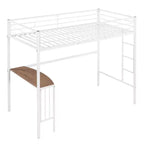Letto a Castello in Metallo Whisen Twin Over Full con Scrivania e Scala