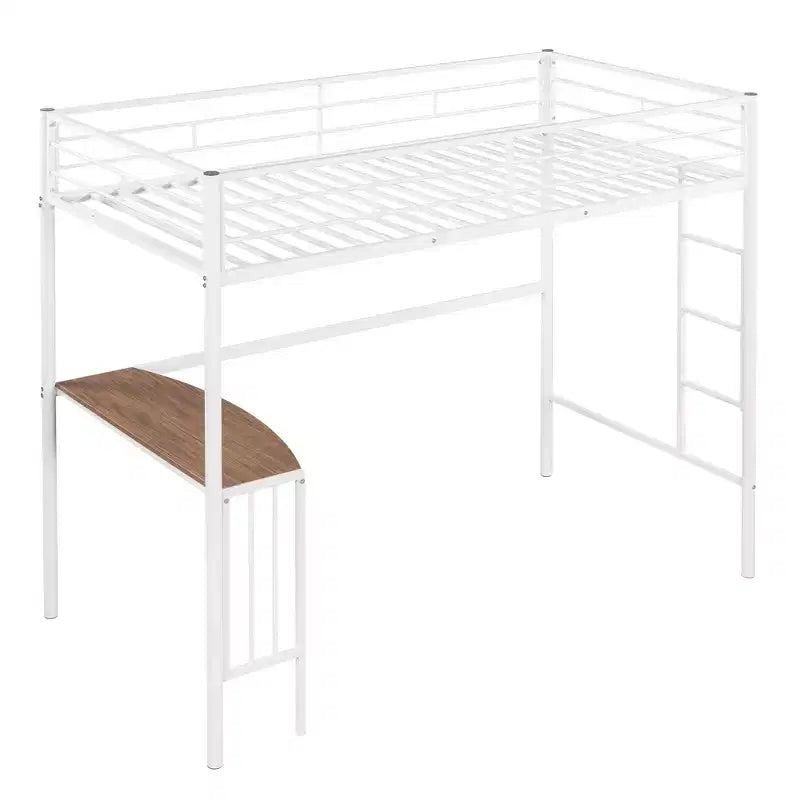 Letto a Castello in Metallo Whisen Twin Over Full con Scrivania e Scala