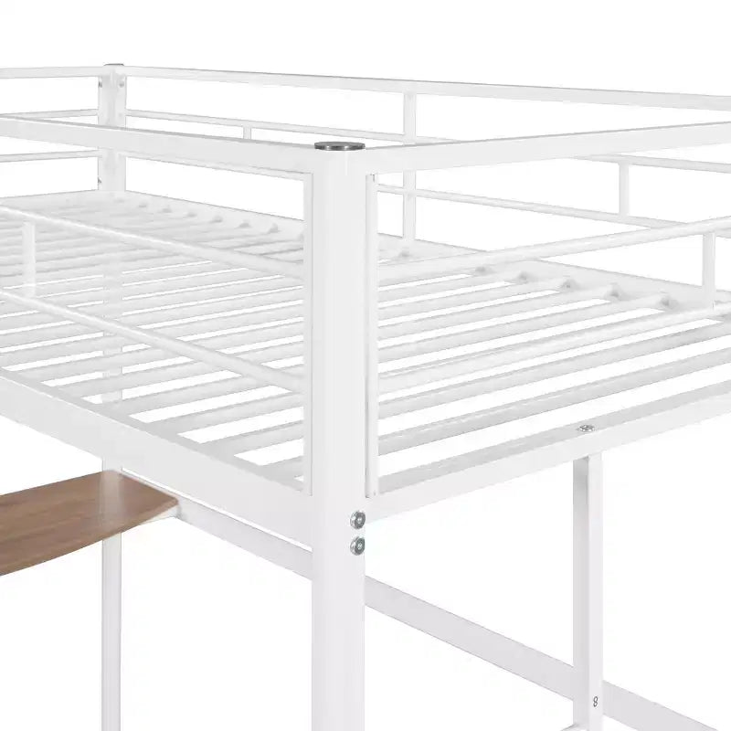 Letto a Castello in Metallo Whisen Twin Over Full con Scrivania e Scala