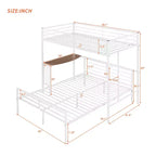 Letto a Castello in Metallo Whisen Twin Over Full con Scrivania e Scala