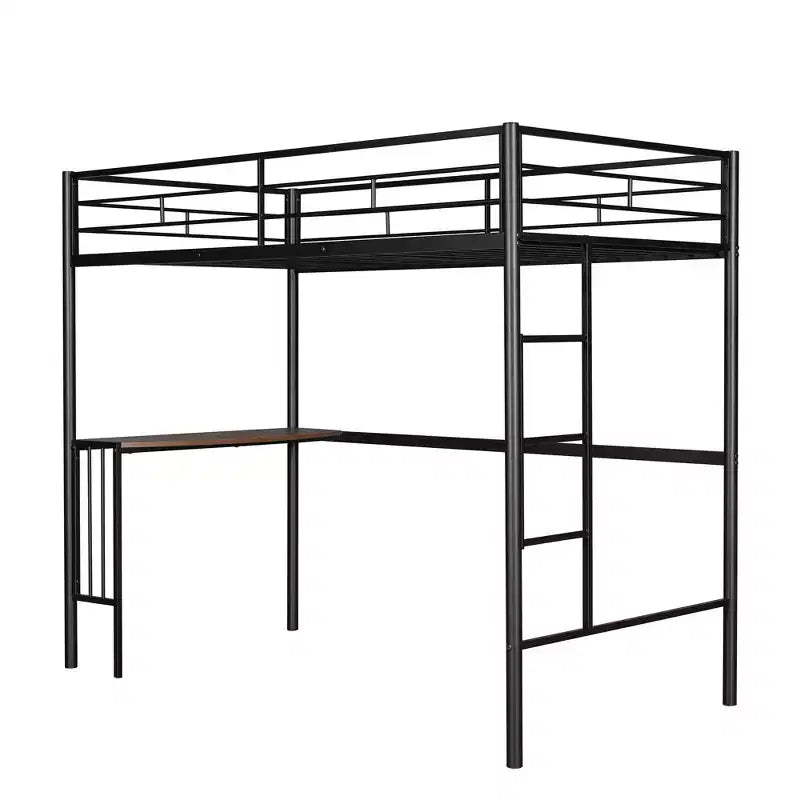 Letto a Castello in Metallo Whisen Twin Over Full con Scrivania e Scala