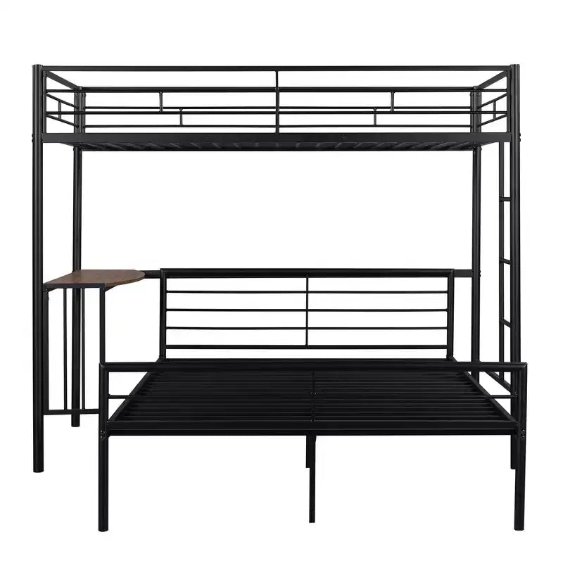 Letto a Castello in Metallo Whisen Twin Over Full con Scrivania e Scala