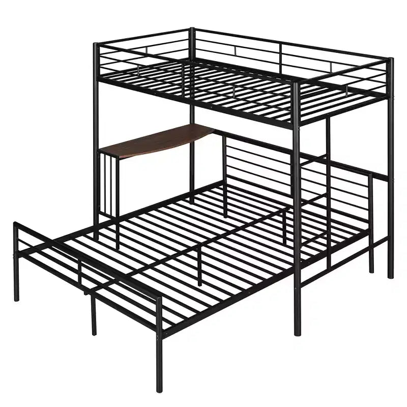 Letto a Castello in Metallo Whisen Twin Over Full con Scrivania e Scala