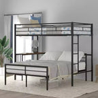 Letto a Castello in Metallo Whisen Twin Over Full con Scrivania e Scala