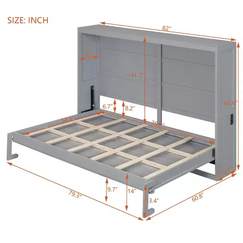 Letto a scomparsa Whisen Modern Design con stazione di ricarica USB