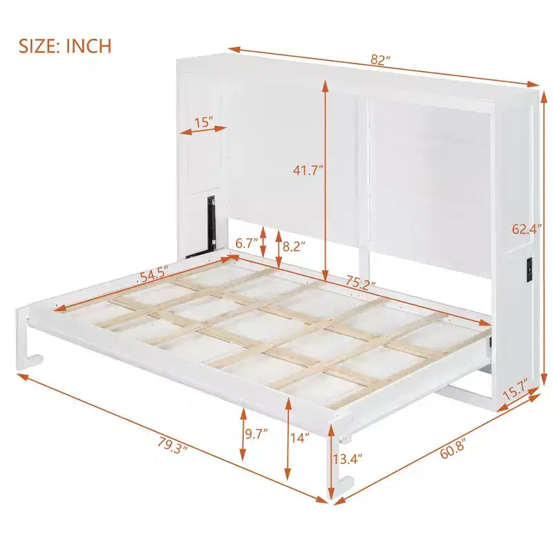 Letto a scomparsa Whisen Modern Design con stazione di ricarica USB