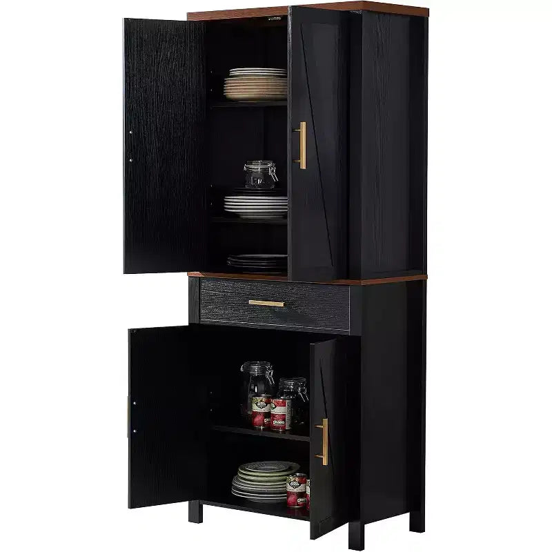 Kings Brand Furniture - Armadio da cucina autoportante con ante, ripiani regolabili e cassetto, 72 pollici