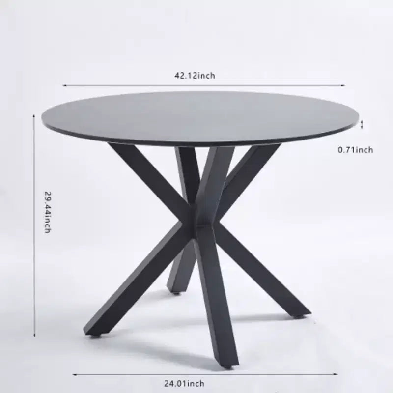 Tavolo da Pranzo a Gambe Incrociate di Metà Secolo per 4-6 Persone, Piano Rotondo in MDF con Base a Colonna