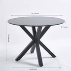 Tavolo da Pranzo a Gambe Incrociate di Metà Secolo per 4-6 Persone, Piano Rotondo in MDF con Base a Colonna