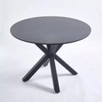 Tavolo da Pranzo a Gambe Incrociate di Metà Secolo per 4-6 Persone, Piano Rotondo in MDF con Base a Colonna