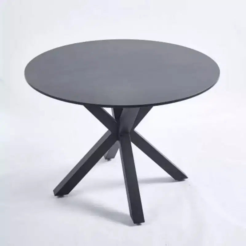 Tavolo da Pranzo a Gambe Incrociate di Metà Secolo per 4-6 Persone, Piano Rotondo in MDF con Base a Colonna