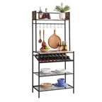 Kings Brand Furniture Lindsay Scaffale da Forno con Piastrelle Rosse e Portabottiglie da 9 Bottiglie e 8 Ganci - Organizer da Cucina
