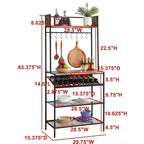 Kings Brand Furniture Lindsay Scaffale da Forno con Piastrelle Rosse e Portabottiglie da 9 Bottiglie e 8 Ganci - Organizer da Cucina