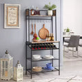 Kings Brand Furniture Lindsay Scaffale da Forno con Piastrelle Rosse e Portabottiglie da 9 Bottiglie e 8 Ganci - Organizer da Cucina