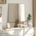 Gold-Painted Aluminum Alloy Thin-Frame Right-Angle Rectangular Wall Mirror