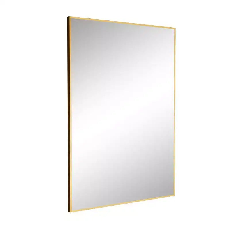Specchio da parete rettangolare ad angolo retto con cornice sottile in lega di alluminio verniciato oro