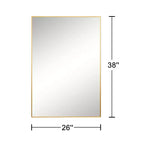 Specchio da parete rettangolare ad angolo retto con cornice sottile in lega di alluminio verniciato oro