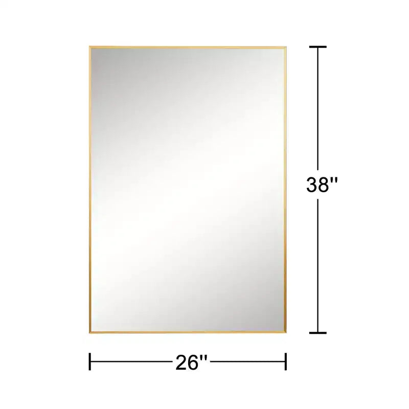 Specchio da parete rettangolare ad angolo retto con cornice sottile in lega di alluminio verniciato oro