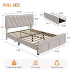 Struttura letto imbottita con cassetti contenitore, base per materasso con solide doghe in legno